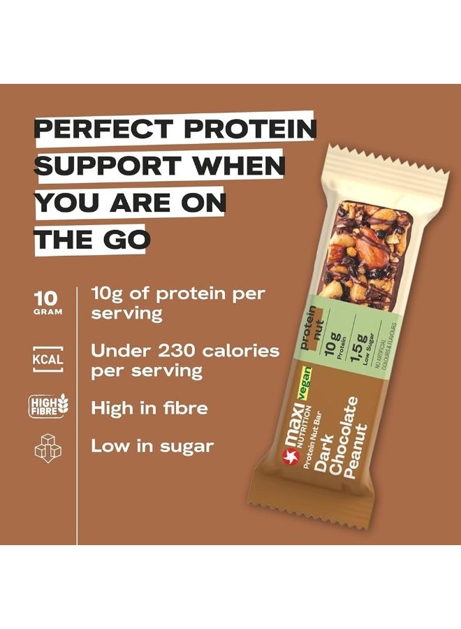 Maxi Nutrition Vegan Dark Chocolate Peanut Protein Nut Bar | With 10G Of Protein | Low Sugar, High Fiber | Plant Based | Pack of 12 X 46g Each - Image 3
